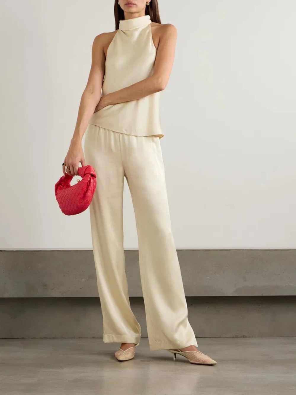Anine Bing Aden Silk Wide-Leg Pants